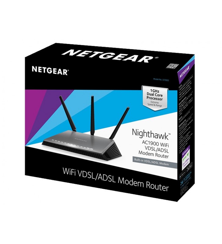 Netgear d7000 router wireless bandă dublă (2.4 ghz/ 5 ghz) gigabit ethernet negru