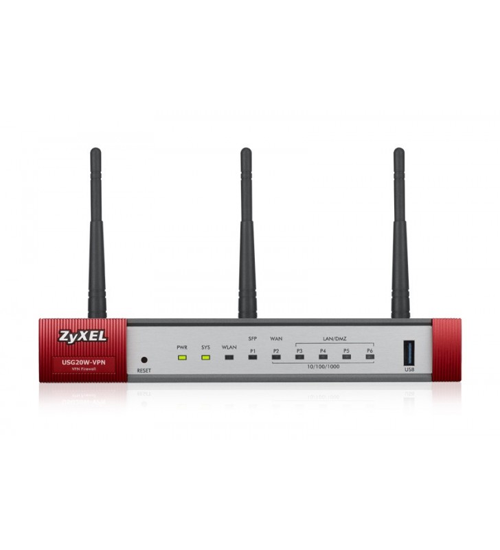 Zyxel usg20w-vpn-eu0101f router wireless bandă dublă (2.4 ghz/ 5 ghz) gigabit ethernet gri, roşu