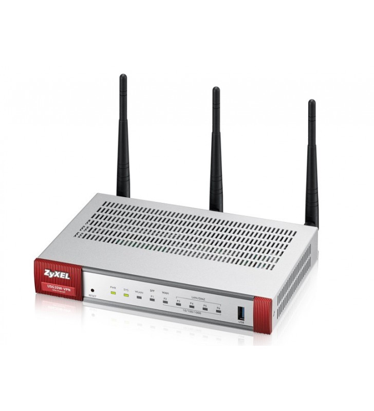 Zyxel usg20w-vpn-eu0101f router wireless bandă dublă (2.4 ghz/ 5 ghz) gigabit ethernet gri, roşu