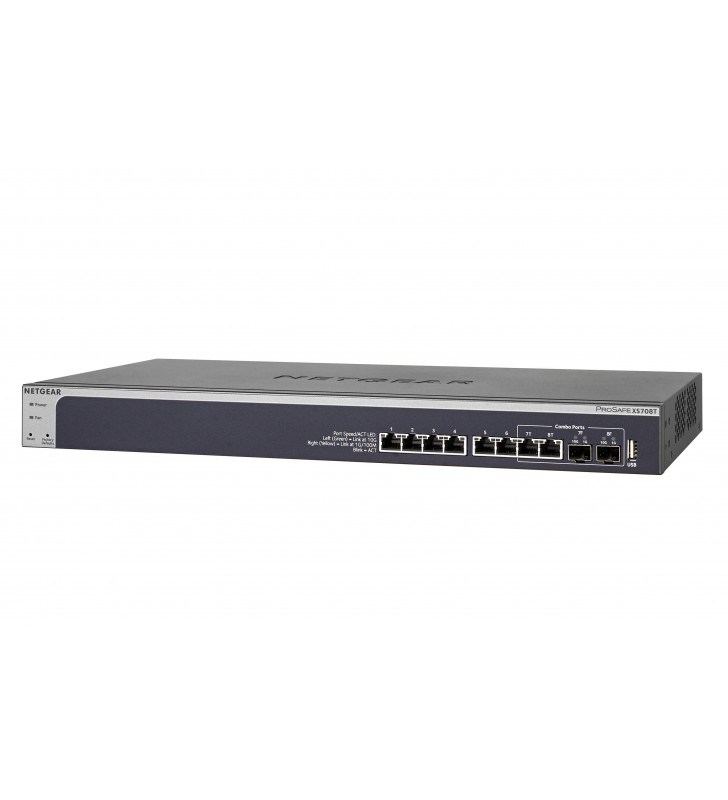 Netgear xs708t-100nes switch-uri gestionate l2+/l3 10g ethernet (100/1000/10000) negru