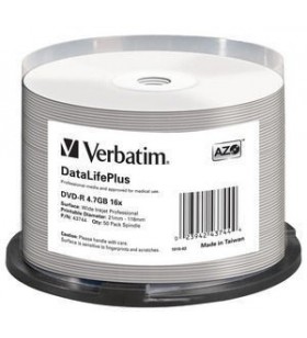 Verbatim datalifeplus 4,7 giga bites dvd-r 50 buc.