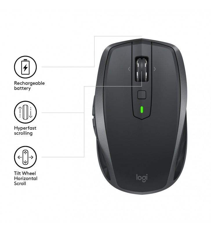 Logitech mx anywhere 2s mouse-uri rf wireless + bluetooth 4000 dpi mâna dreaptă