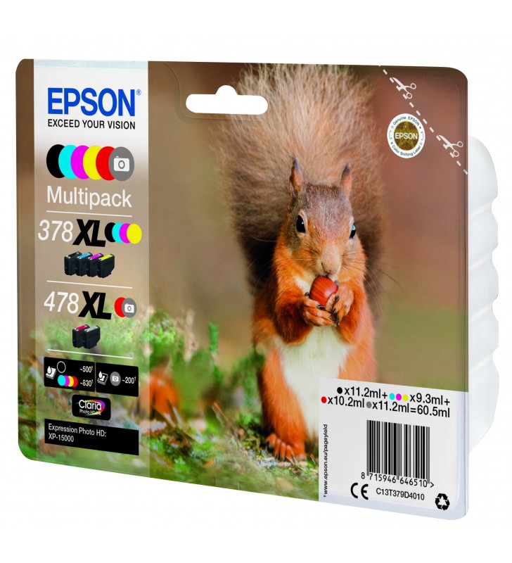 Epson squirrel multipack 6-colours 378xl / 478xl claria photo hd ink