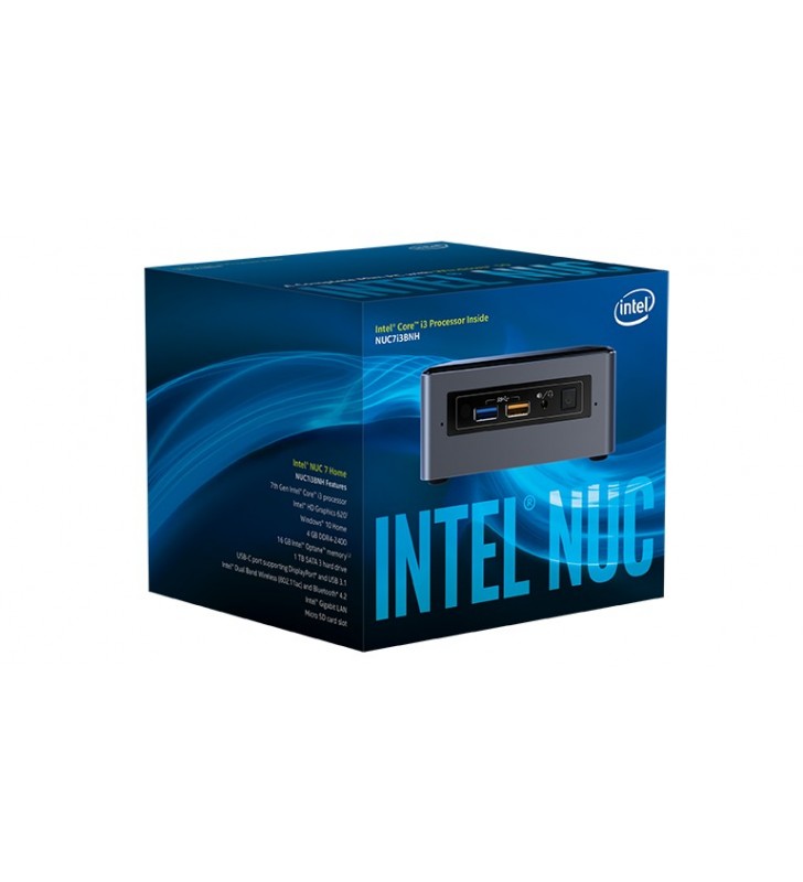 Intel nuc nuc7i3bnhxf intel® core™ i3 generația a 7a i3-7100u 4 giga bites ddr4-sdram 1000 giga bites hdd nettop negru, gri