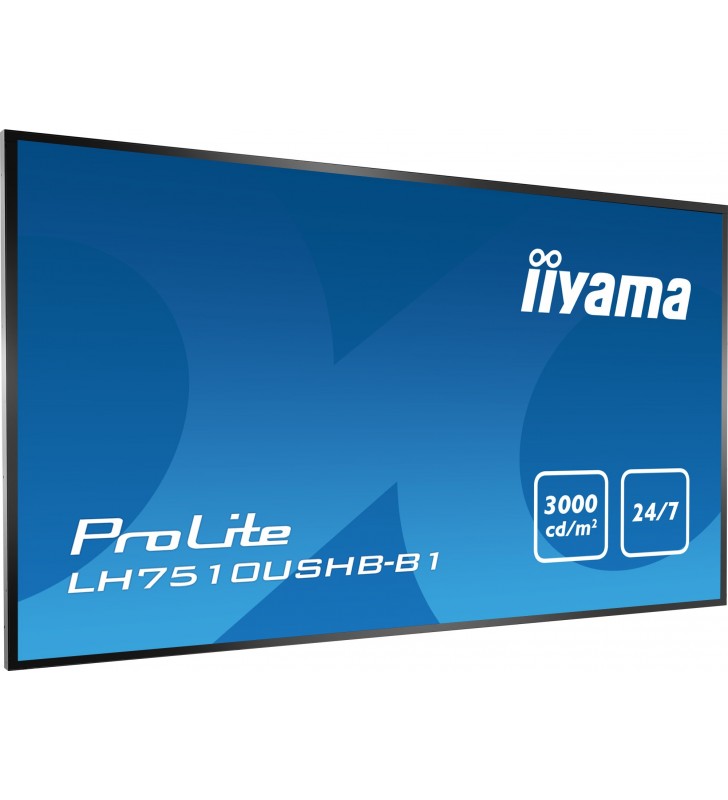 Iiyama lh7510ushb-b1 afișaj semne 190,5 cm (75") led 4k ultra hd panou informare digital de perete negru