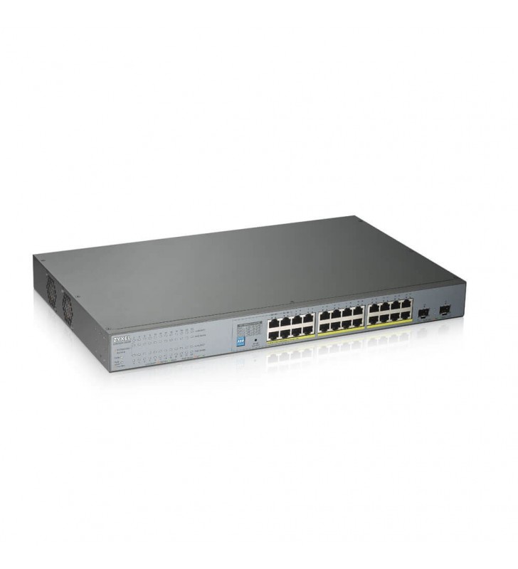 Zyxel gs1300-26hp-eu0101f switch-uri fara management gigabit ethernet (10/100/1000) gri power over ethernet (poe) suport