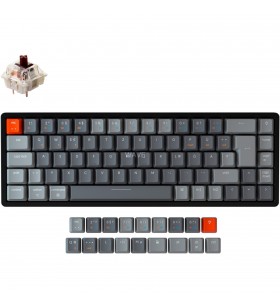 Keychron  k6, tastatură pentru jocuri (negru/gri, aspect de, gateron brown, cadru din aluminiu, rgb)