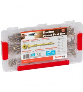 Fischer  power fast box, set de șuruburi (245 bucăți, cu 2 biți)