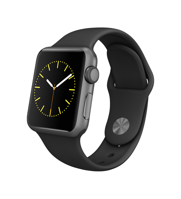 Resigilat: apple watch series 2, 38mm space grey aluminium case, black sport band