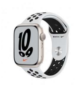Resigilat: apple watch nike 7 gps, 45mm starlight aluminium case with pure platinum/black nike sport band