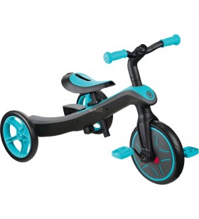 Tricicleta globber  explorer 2 in 1, vehicul pentru copii (turcoaz/gri)