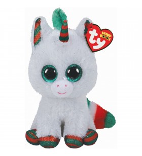 Ty  beanie boos snowfall unicorn xmas jucărie moale (alb/verde, 15 cm)