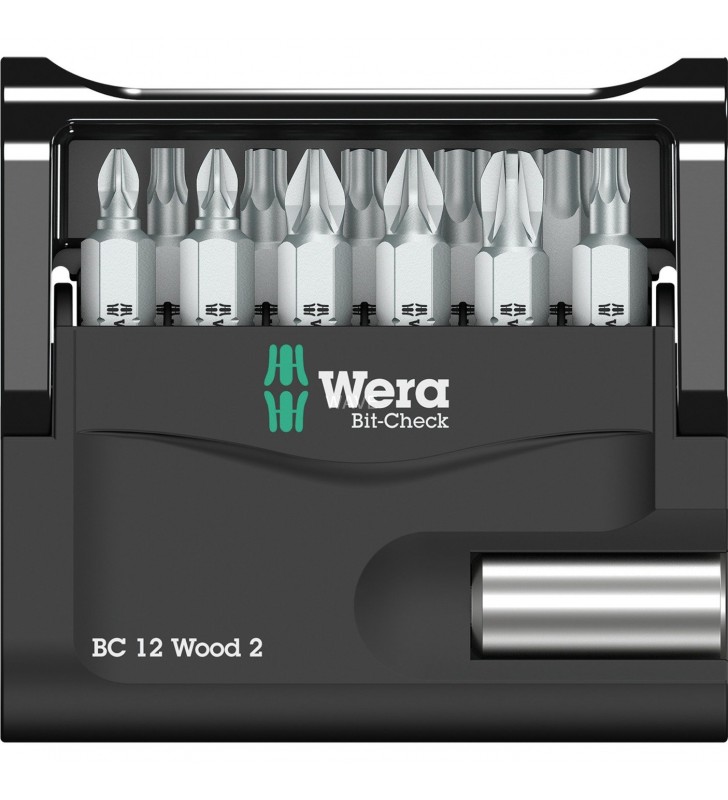 Set de biți wera  bit-check 12 wood 2 (inclusiv suport din plastic, poate fi configurat)