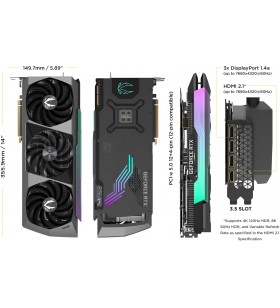 Zotac gaming geforce rtx™ 3090 ti amp extreme holo 24gb gddr6x 384-bit 21 gbps pcie 4.0 gaming graphics card, holoblack, icestorm 2.0 advanced cooling, spectra 2.0 rgb lighting, zt-a30910b-10p