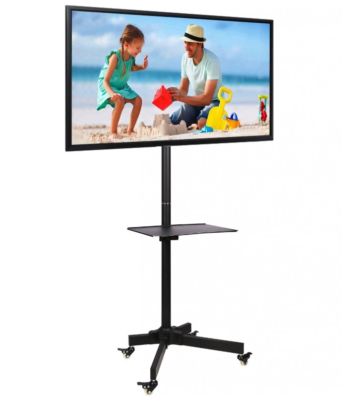 Techly ica-tr21 suporturi de podea pentru televizor 139,7 cm (55") stand de podea mobil pentru ecran plat negru