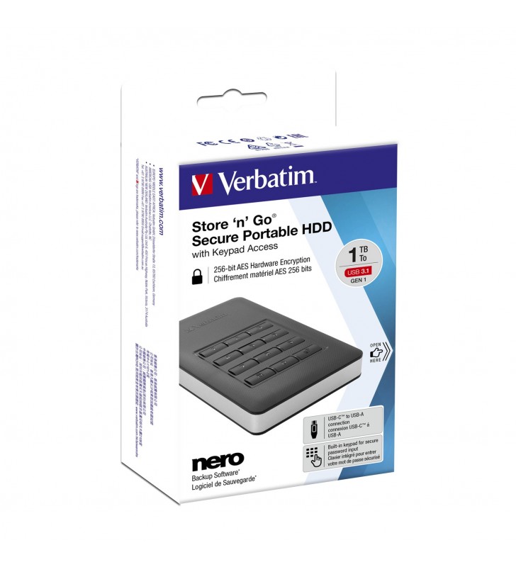 Verbatim store'n'go hard-disk-uri externe 2000 giga bites negru, argint