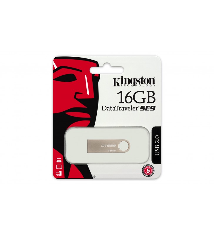 Kingston technology datatraveler se9 16gb memorii flash usb 16 giga bites usb tip-a 2.0 argint