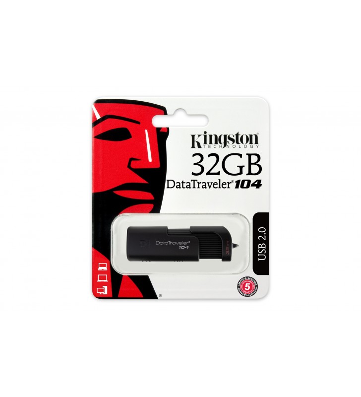 Kingston technology datatraveler 104 memorii flash usb 32 giga bites usb tip-a 2.0 negru