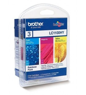 Brother lc-1100hyrbwbp cartușe cu cerneală original cyan, magenta, galben pachet multiplu 3 buc.