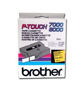 Brother tx-651 benzi pentru etichete negru pe galben