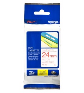 Tze-252 laminated tape 24mm 8m/red on white