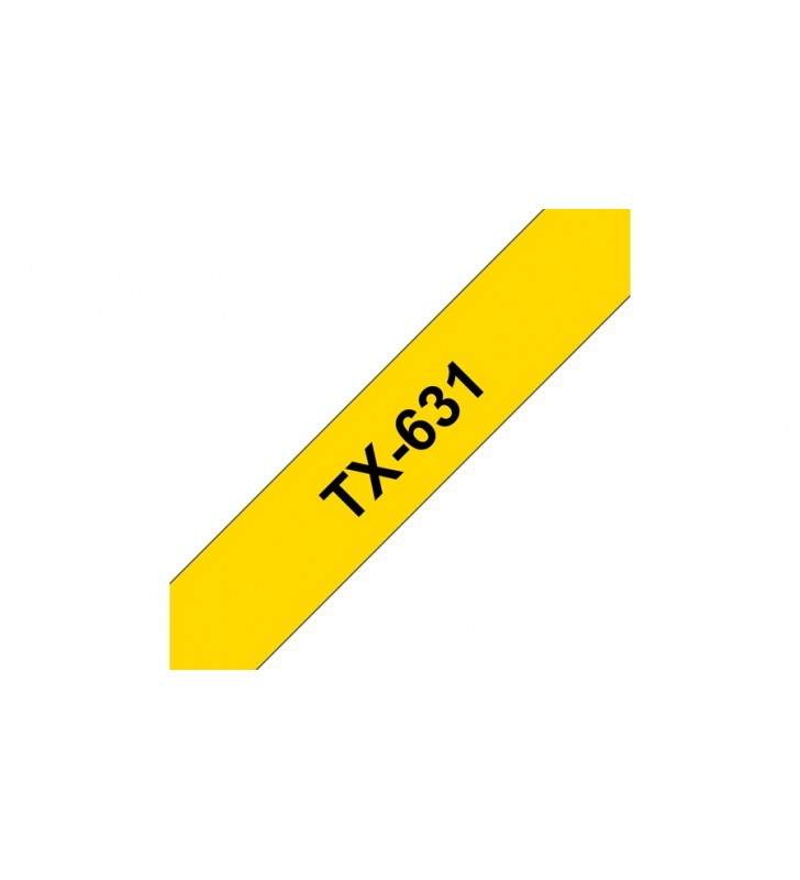 Brother tx-631 benzi pentru etichete negru pe galben