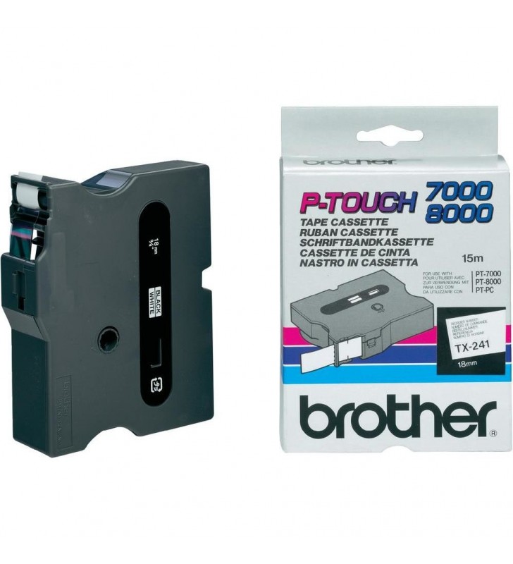 Brother tx-241 benzi pentru etichete negru pe alb