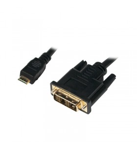 Cablu video logilink, adaptor mini-hdmi (type c)(t) la dvi-d sl (t), 2m, conectori auriti, negru, "chm004"