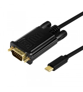 Cablu video logilink, adaptor usb 3.1 type-c (t) la vga (t), 1.8m, rezolutie maxima full hd+ (1920 x 1200) la 60 hz, negru, "ua
