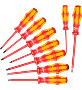 Set de șurubelnițe wera  160 i/162 i/167 i/9 kraftform plus series 100, vde (roșu/galben, 9 părți, cu vârf laser)