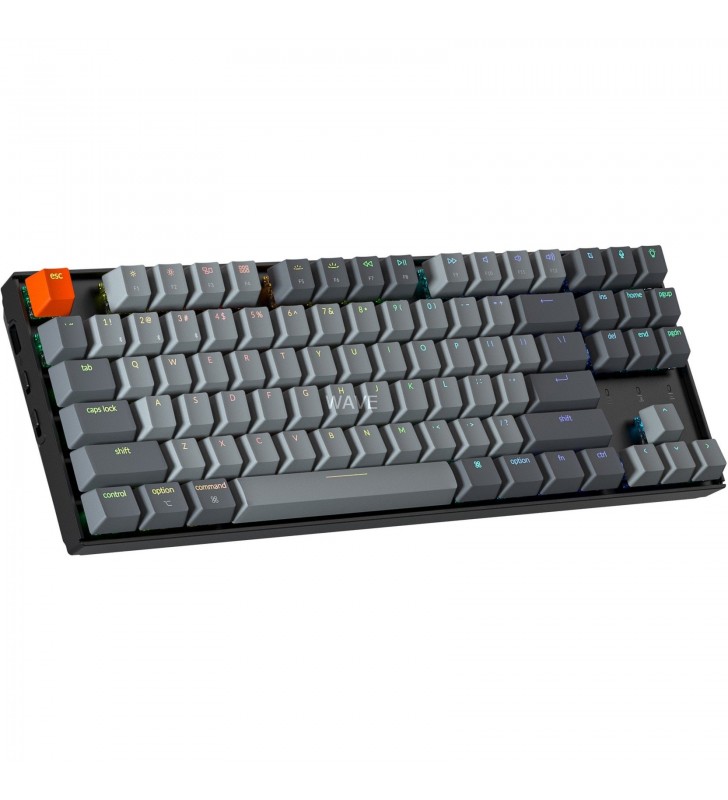 Keychron  k8, tastatură pentru jocuri (negru/gri, aspect de, gateron brown, cadru din aluminiu, rgb)