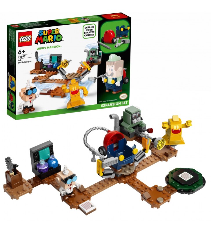 Lego  71397 super mario luigi's mansion: laborator and scare road expansion set jucărie de construcție (jucărie de la 6 ani cu figurina goldgeist, joacă creativă pentru copii)