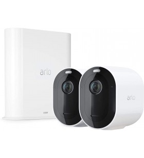 Arlo pro3 wireless outdoor home security camera system cctv, 6-month battery, colour night vision, 2k hdr, 2-way audio, alarm, 2 camera kit, with 90-day free trial of arlo secure plan, white