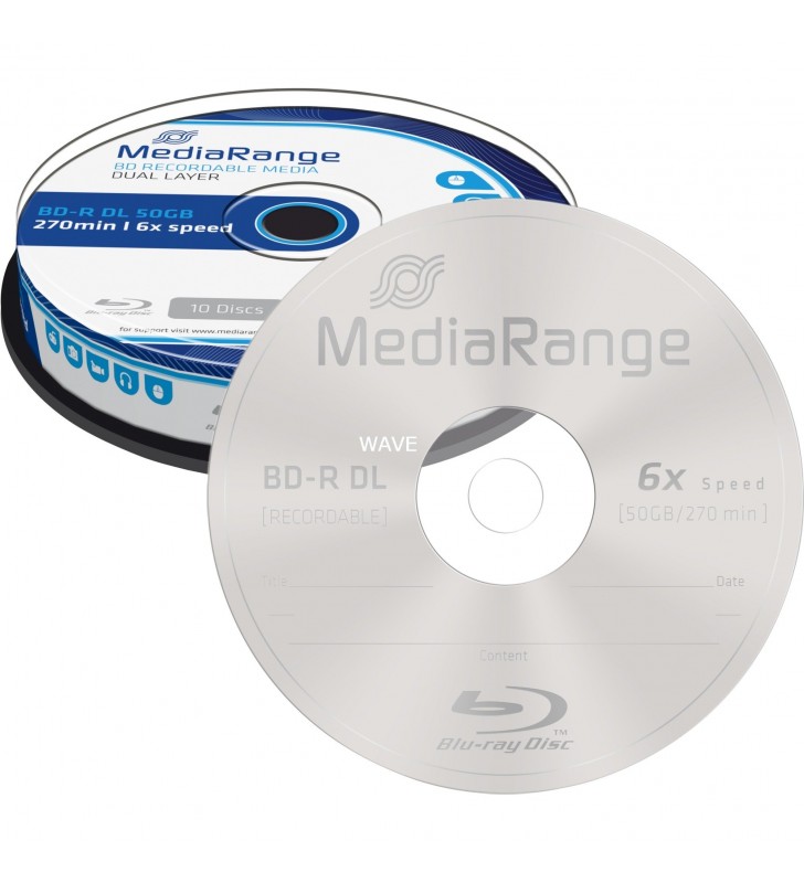 Mediarange  bd-r 50 gb, blu-ray blank (6x, 10 bucăți)
