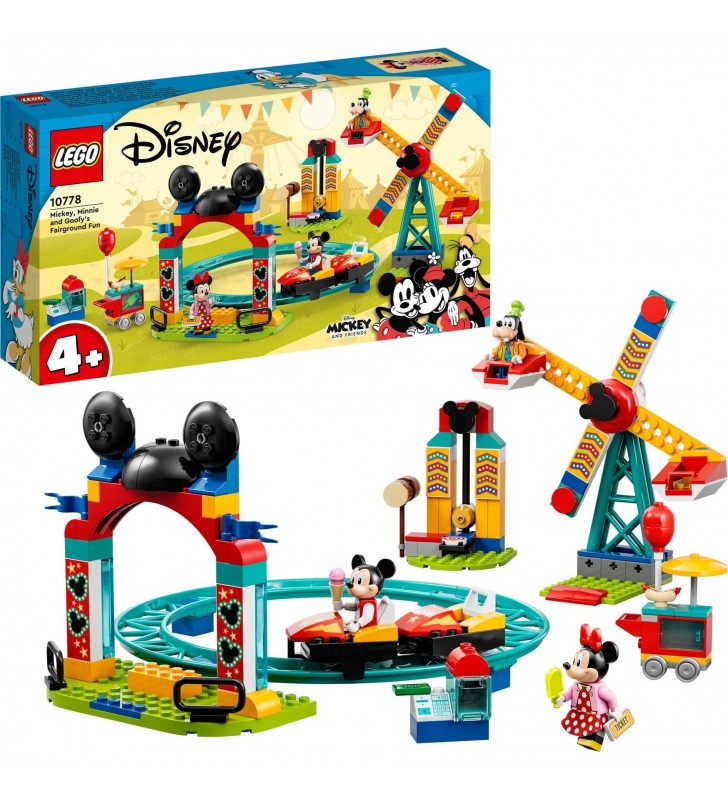 Lego  10778 disney mickey și prietenii mickey, minnie și goofy la târg jucărie de construcție (jucărie construibilă cu roller coaster și roată ferris) lego