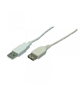 Usb cable, usb 2.0, male/female, grey, 3,00m