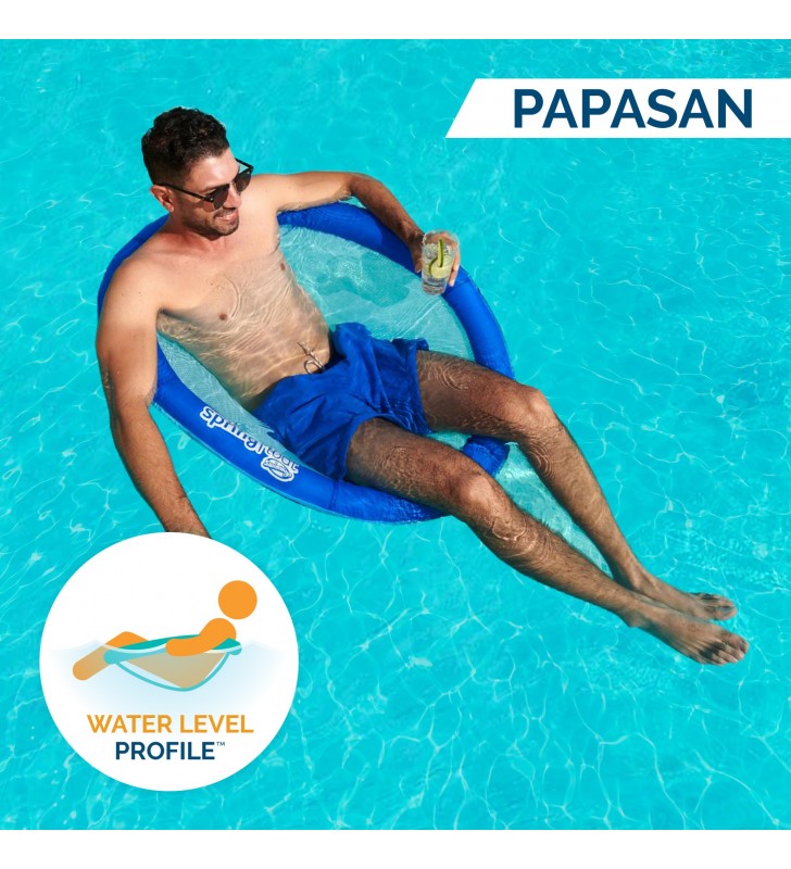 Swimways spring float papasan inflatable pool lounger with hyper-flate valve albastru monocrom articol plutitor pentru stat