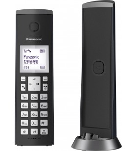 Panasonic kx-tgk220gm dect cordless analogue answerphone, designer phone, hands-free, base, incl. handset black (matt)
