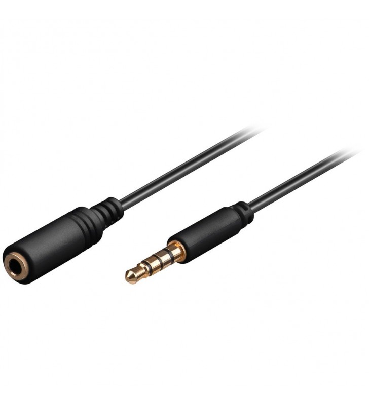 Cablu prelungitor pentru căști și audio goobay  aux - 3,5 mm 4 pini subțire (negru, 50 cm)