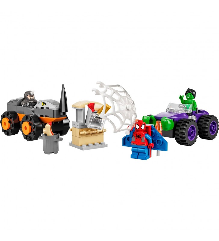 Lego  10782 marvel spidey și super prietenii săi: hulks și rinoceri jucărie de construcție monster truck duel (set spider-man, jucărie super-erou construibilă pentru vârsta de peste 4 ani)