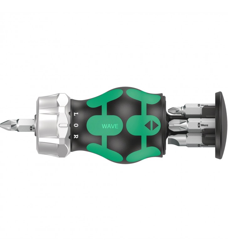 Wera  kraftform magazie compactă racordată ra 3, cheie tubulară (negru/verde, 7 părți, cu funcție de clichet)