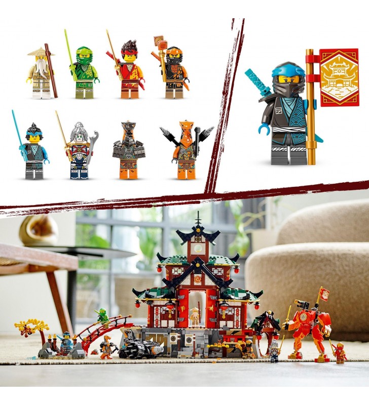 Jucărie de construcție a templului ninja dojo lego  71767 ninjago (set de construcție master of spinjitzu cu figurine lloyd, kai și șarpe, jucărie pentru vârsta de peste 8 ani)