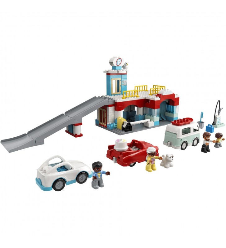 Garaj de parcare lego  10948 duplo cu jucărie de construcție pentru spălătorie auto (jucării de parcare pentru copii de la 2 ani, jucării pentru copii mici)