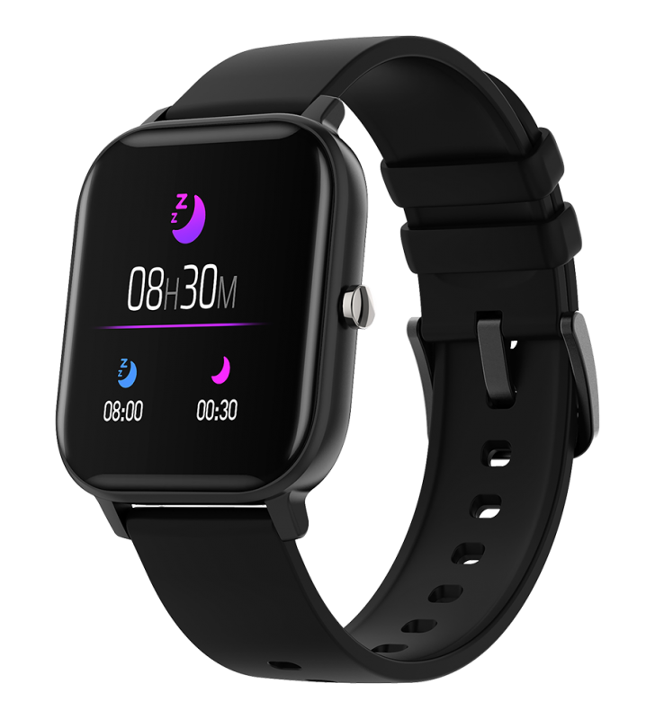 Smart watch, 1.3inches tft full touch screen, zinic+plastic body, ip67 waterproof, multi-sport mode, compatibility with ios and android, black body with black silicon belt, host: 43*37*9mm, strap: 230x20mm, 45g
