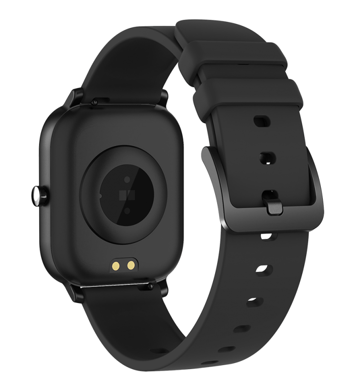 Smart watch, 1.3inches tft full touch screen, zinic+plastic body, ip67 waterproof, multi-sport mode, compatibility with ios and android, black body with black silicon belt, host: 43*37*9mm, strap: 230x20mm, 45g