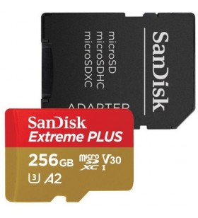 Extreme plus microsdxc 256gb+sd/adapter 200mb/s 140mb/s a2 c10 v