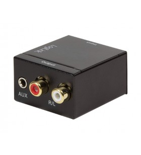 Convertor audio logilink, intrare: 1 x toslink, 1 x coaxial, iesire: 2 x rca, 1 x 3.5mm jack, 24-bit, 96khz, alimentator extern