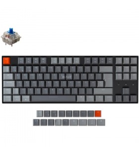 Keychron  k8, tastatură pentru jocuri (negru/gri, aspect de, gateron blue, hot swap)