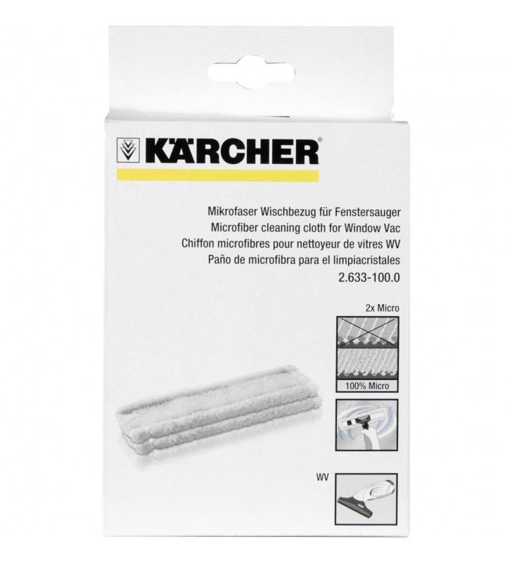Capac ștergător din microfibră kärcher 2 buc (alb, pentru curățarea geamurilor wv)