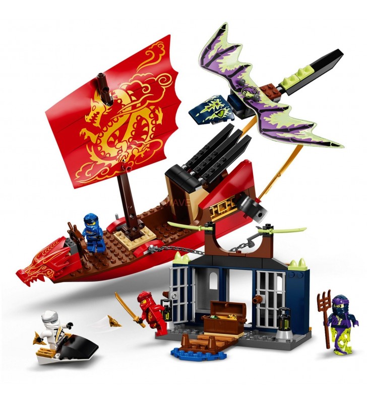 Lego  71749 ninjago ninja planeur jucărie de construcție (setul include navă și figurine, inclusiv o figurină dragon)